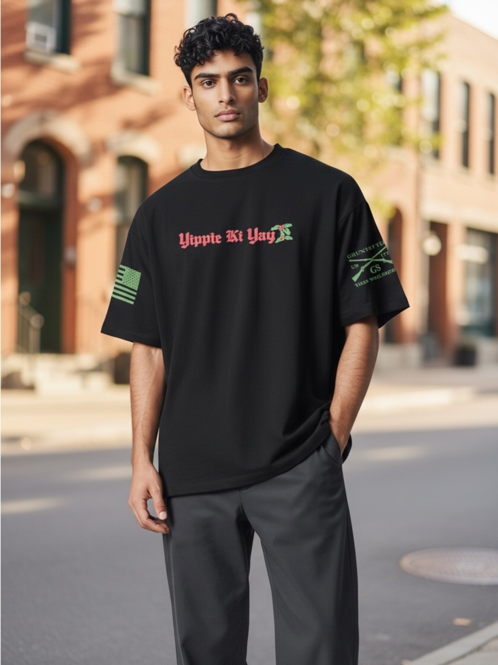 🎉(Men’s Large) Grunt Style Men’s “Yippie Ki Yay” Die Hard Christmas T-Shirt